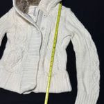 American Eagle Vtg Y2k  Cream Cableknit Hooded Sherpa Lined Zip Up Jacket Size M Photo 3
