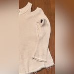 Free People  Sunrise Cold Shoulder Cream Waffle Knit Cozy Sweater Top Size XS‎ Photo 6