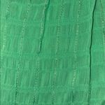 DKNY Green Metallic Check Keyhole Balloon Sleeve Belted Dress Size Small Fairy Photo 3