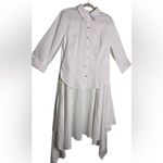 New York & Company White Asymmetrical Long Sleeve Shirt Dress Size Large NWT Photo 2