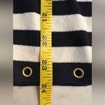 St John Sport Wool Blend Nautical Navy White Striped Sweater Grommet Medium EUC Blue Photo 3