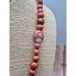 None Artisan 2 Piece Set Red Jasper Natural Stone Pendant Necklace & Wrap Bracelet Photo 5
