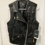 DKNY  women's XS faux leather diagonal zipper shoulder strap motorcycle moto vest Photo 0