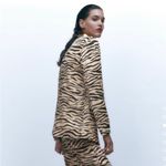 ZARA NWT Animal Print Satin Oversized Blazer Photo 4