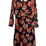 Madewell NWT Black & Red Floral Print Lined Shirred Midi Dress Photo 6