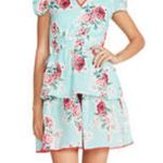 Betsey Johnson Ruffle Toile Print Tiered Mini Dress Pinup Rockabilly Size Large Photo 9