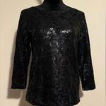 NWT GF Collection Black Floral Dress Shirt Keyhole Back with Sequins Size XS Photo 0