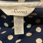 Soma - Dark Blue with Cream Polka Dots Nightgown Cuffed Sleeves- Flaw! Size L Photo 2