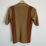 100% Merino Wool V Neck Half Sleeve Polo Sweater Top Photo 2