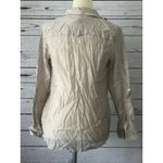  Blouse Small Sheer Shirt Top Button Front Rayon Nylon Chico's‎ Beige Photo 3