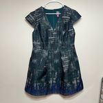 Vince Camuto Plus Size V Neck Cap Sleeve Green Jacquard Dress 16W Women Photo 1