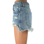 ZARA  Women's Blue High Waist Distressed Raw Hem Mini Cutoff Denim Jeans Shorts 4 Photo 1