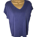 Leo & Nicole Modal Blend Cap Sleeve V-Neck Tee Navy Blue Boxy Fit M Photo 0