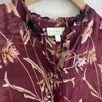 Lucky Brand  Ruffled Floral Print Button Up Shirt Chiffon Semi Sheer Large Photo 5