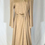 Lucie Ann Beverly Hills • Long Warm Wrap Robe Heavy Material Size Medium Vintage Tan Photo 0