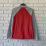 Melanzana  Micro Grid Half Zip Pullover Sweater Grey Red Womens Size Medium Photo 3