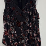 WHBM Black Floral Velvet Burnout Cold Shoulder Ruffle Photo 0