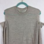 All Saints Elton Cream Merino Wool Sweater XS Cut Out Shoulder Lightweight Photo 3