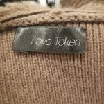 Love Token ππ Faux Fur Wide Collar Knit Trench Jacket Coat ~ Taupe Brown Photo 5