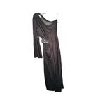 Something Navy  One Shoulder Black Pleated Long Sleeve Midi Dress Size Large Photo 4