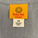 Ruby Rd Woman Vest Top 2X Blue Linen Crochet Trim Open Front Beachy Boho Cowgirl Photo 1