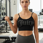 Juicy Couture Women's Black Silver Rhinestone Sports Bra S Photo 0