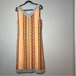 Sundance  Slip Dress Silk Sleeveless Orange Tribal Aztec Boho Print Size 16 Midi Photo 5