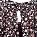 Leslie Fay Halter Geometric Babydoll Dress Women's 14 Navy Dainty Hippie Boho Photo 5