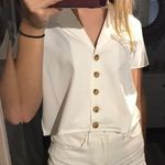 Lottie Moss White Button Up, Semi Cropped Top Photo 0