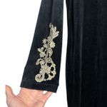 Monroe & Main Black Velvet Dress Gold Lace Embroidered Sleeves Holiday Sz Large Photo 2