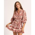 Cleobella  Boho Oversized Magdalena Puff Sleeve Flowy Mini Dress Size Small‎ Photo 2