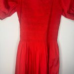 Madewell Smocked Puff Sleeve Midi Dress in Poplin in Cerise Size: S, NWT Photo 7