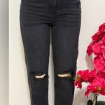 American Eagle Outfitters Mom Straight Black High Rise Distressed Jeans Photo 2