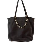 Michael Kors Harper Chain Link Soft Pebble Leather Deep Brown/Gold Tote Hand Bag Photo 2