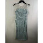 JS Collections  Women's Ice Blue Sequin Claire Tea Length Midi Dress Size 2 NWT Photo 3