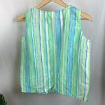 Linen Blend Blue Striped Sleeveless Tank Top From Hot Cotton S Size undefined Photo 1