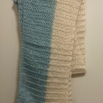 Vintage K Mart Crocheted Crochet Infinity Scarf Blue & Ivory Sparkle 42”x9” Photo 0