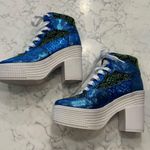 Jeffrey Campbell JC Play by Blue Green Glitter Platform Heels Size 8 Photo 1