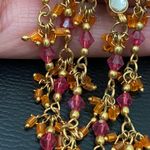 Unsigned Pink/Gold Bohemian Long Beaded Chandelier Festival Boho Earrings 35.5g Photo 11