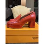 Miz Mooz Penni Red Leather Platform Heeled Loafer Womens 37 / US 6.5-7 Twee Photo 5