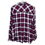 Torrid Pink Black White Plaid Flannel Button Up Long Sleeve Camp Shirt Size 2X Photo 5
