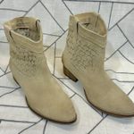 DIBA True Free Pass Fenix Beige Taupe Suede Leather Heel Booties Women Sz 6 Tan Photo 0
