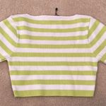 ZARA Green and White Striped Top Photo 3