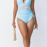 Amazon NWT Blooming Jelly V-Neck Ruched Sides One Piece Swimsuit | Size: S | Sky Blue Photo 1