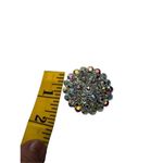 Vintage Clear AB Aurora Borealis Crystal Beaded Cluster Statement Brooch Pin White Photo 3