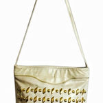 KARAM Handbags NYC 80’s Winter White Leather Gold Studded Crossbody Shoulder Bag Photo 1