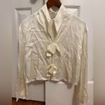 WAYF  Ivory Cream Top Blouse Bows Size Small *Flaws* Photo 0
