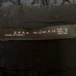 ZARA Woman Navy Blue Floral Lace High Rise Cropped Wide Leg Trouser Pants Size S Photo 4