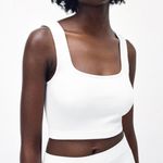 ZARA White Ribbed Crop Tank Top Photo 3