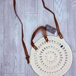 Nwt twig & arrow white and brown crochet Clutch purse bag boho beach bag Photo 0